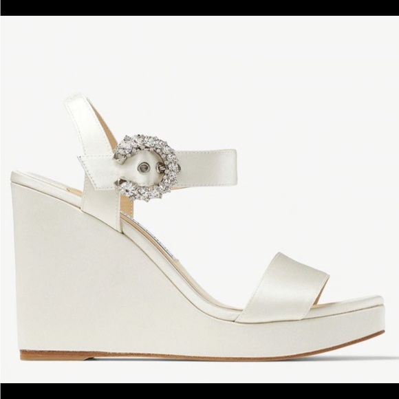 Jimmy Choo 
Mirabelle Satin Wedge Sandals - Picture 2 of 9